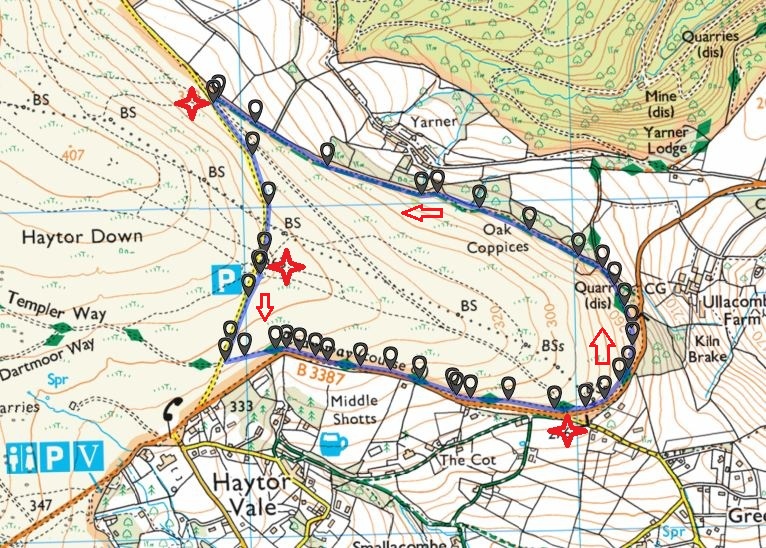 Map of Route -  Crown Copyright -  Ordnance Survey Licence number 100047373