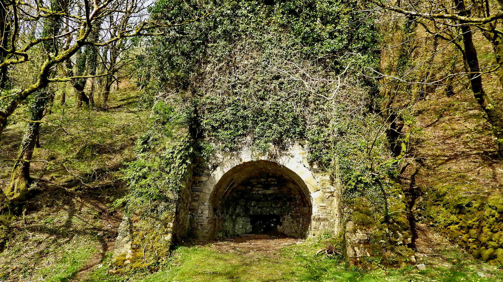 The west lime kiln beside the track just north of the Pool, SX 56425 92261