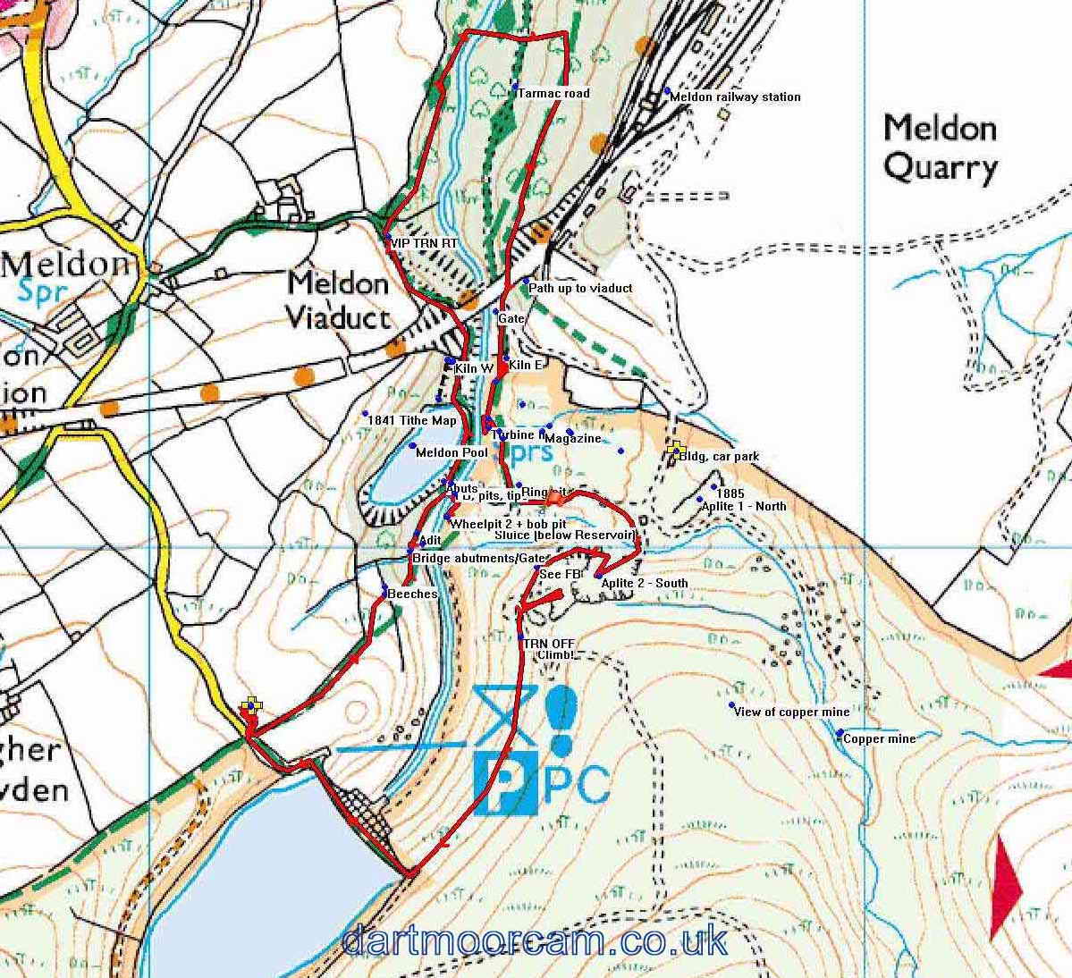 Map of Route -  Crown Copyright -  Ordnance Survey Licence number 100047373