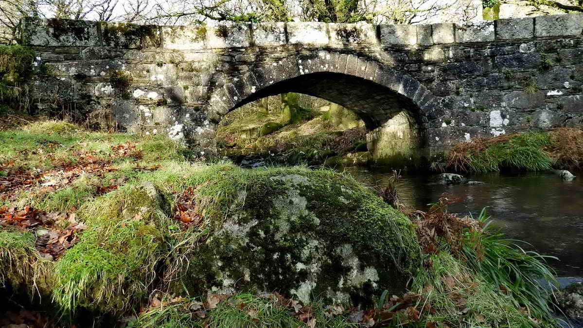 A near-river level view of the single-arch bridge