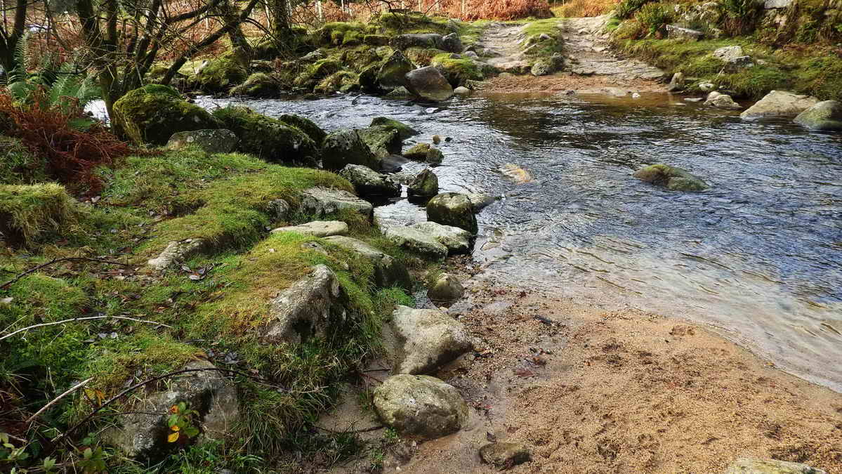 The seven stepping stones of the old Riddipit Steps are still to be seen, four in situ and three displaced by floods