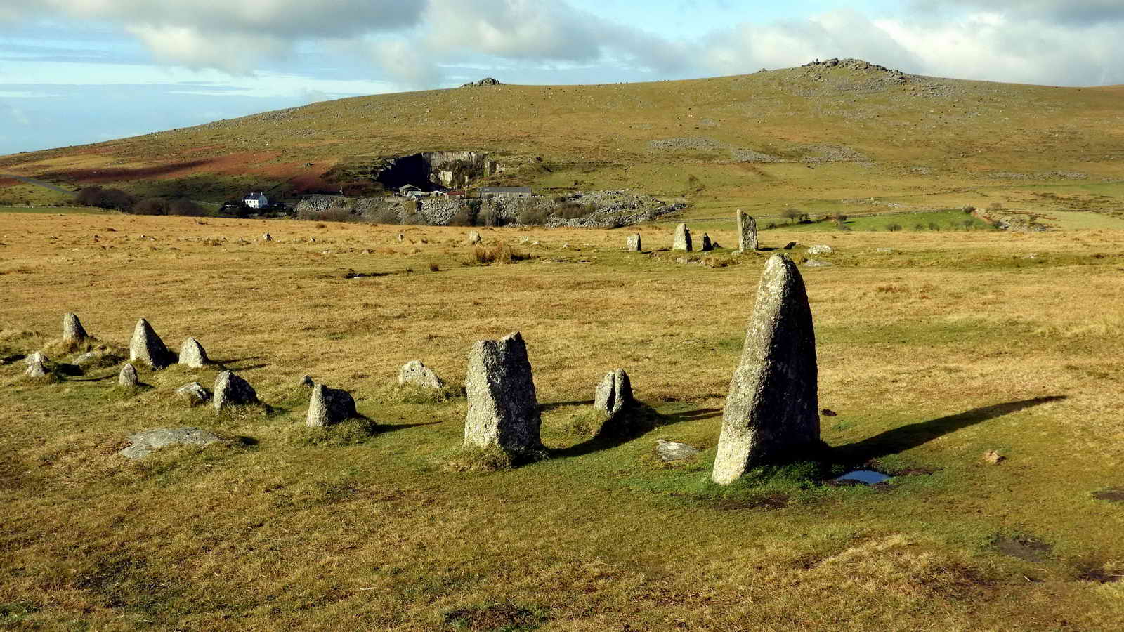 Nearest the camera, the east blocking stone of the longer southern row.  Behind, the blocking stone of the northern row