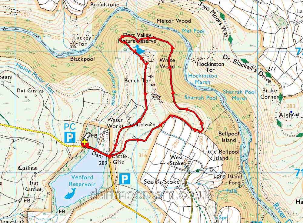 Map of Route -  Crown Copyright -  Ordnance Survey Licence number 100047373