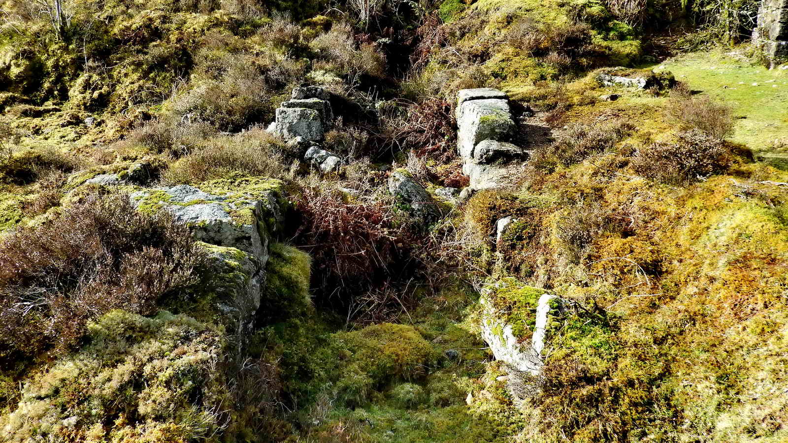 The wheelpit where once a waterwheel turned, providing power - likely for to the blacksmith and carpenter’s shops