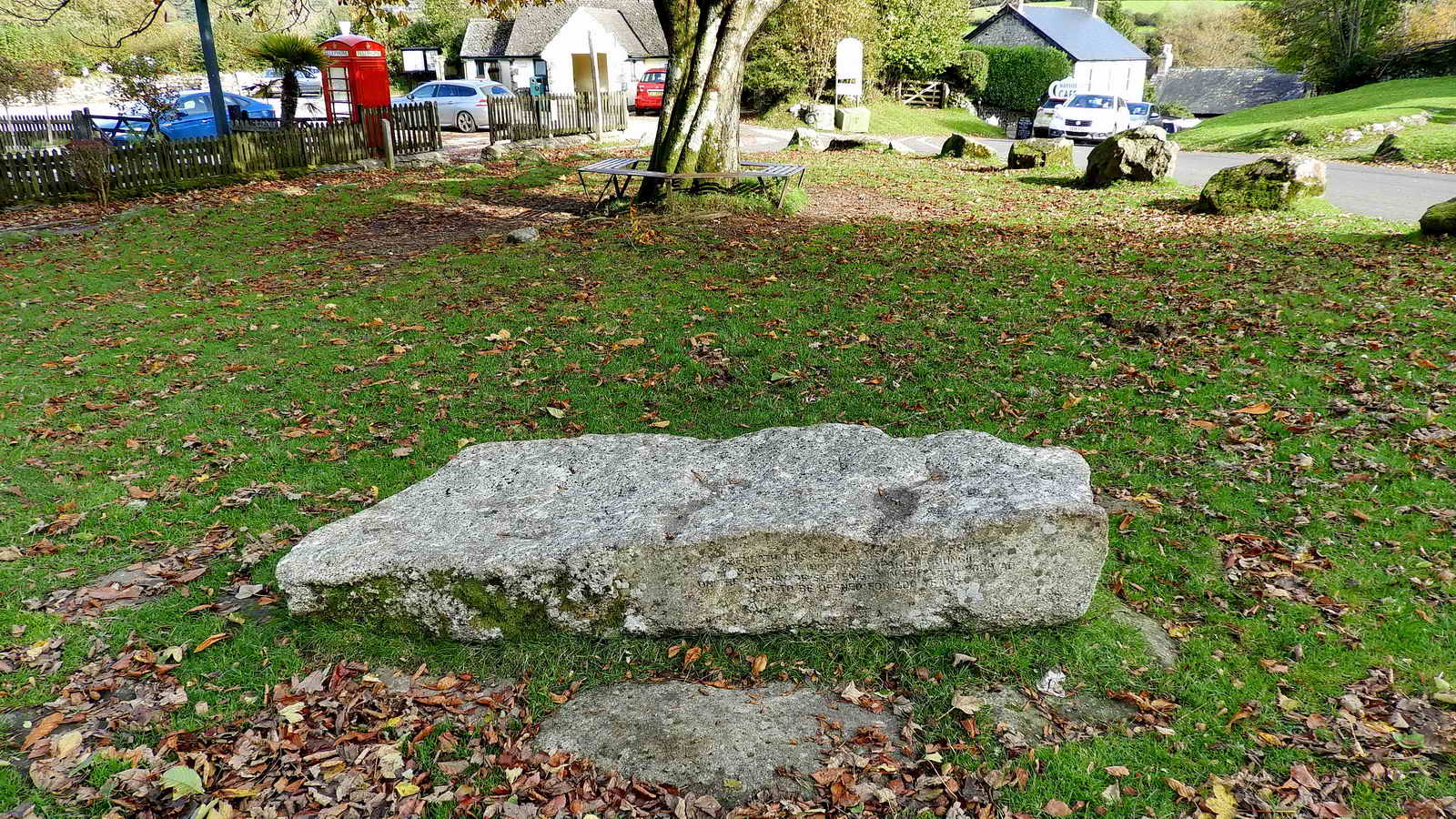 The inscribed time capsule stone on The Village Green