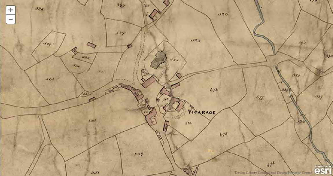 1843 Tithe Map of the Parish. Copyright Devon County Council