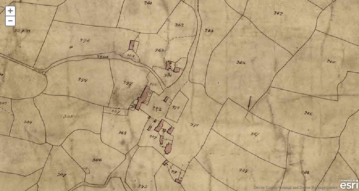 1843 Tithe Map of Bonehill. Copyright Devon County Council