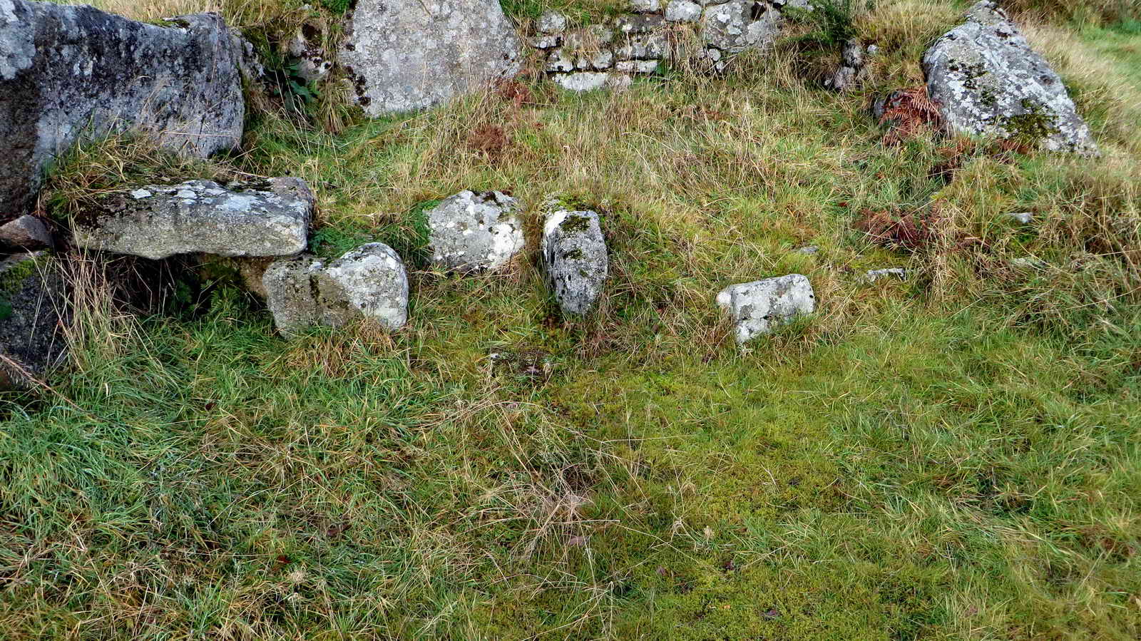 Possible remnants of three fireplaces that may have been used for drying corn, or merely supports for a raised floor area