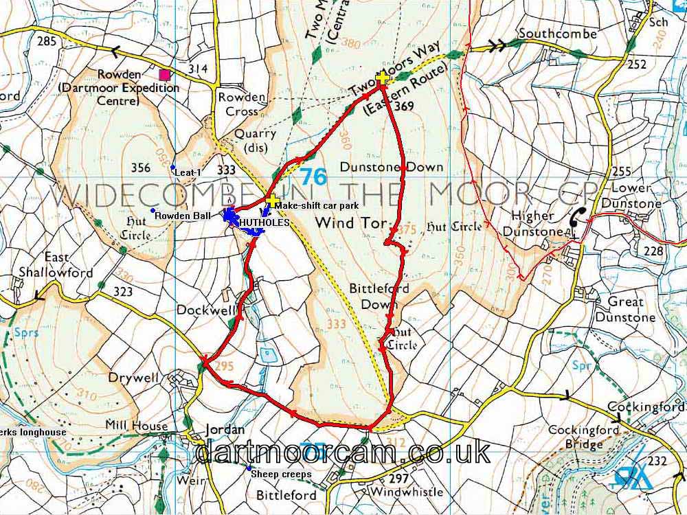 Map of Route -  Crown Copyright -  Ordnance Survey Licence number 100047373