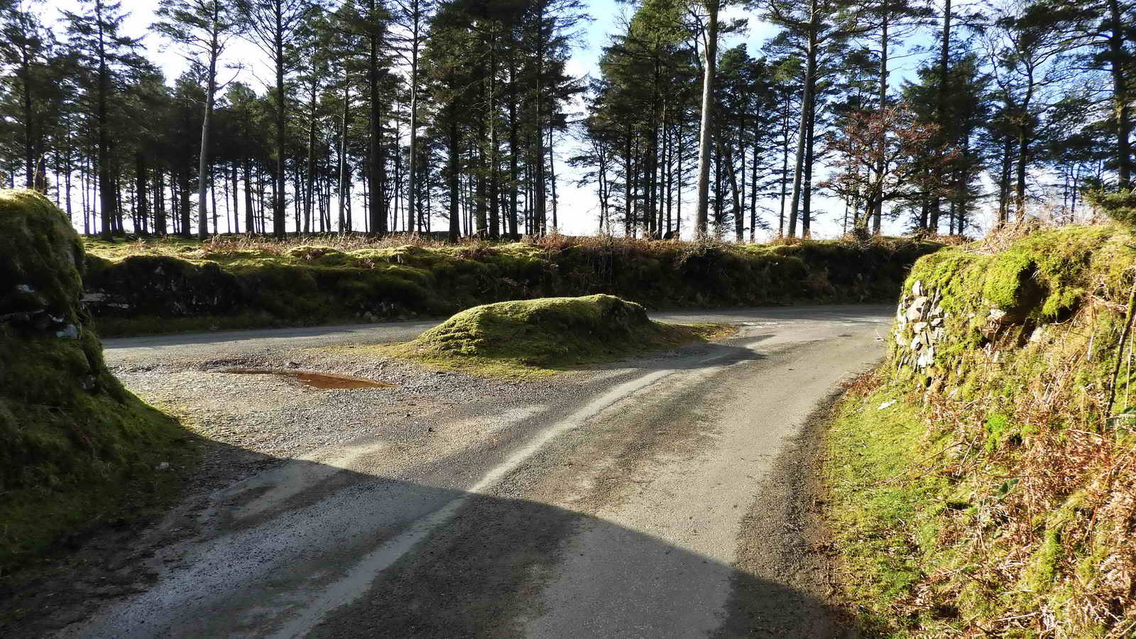 Unusual ‘grave shaped’ grass triangle at Lowery Cross